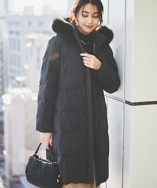 撥水／洗える／フード取り外し】ファー付きロングダウンコート