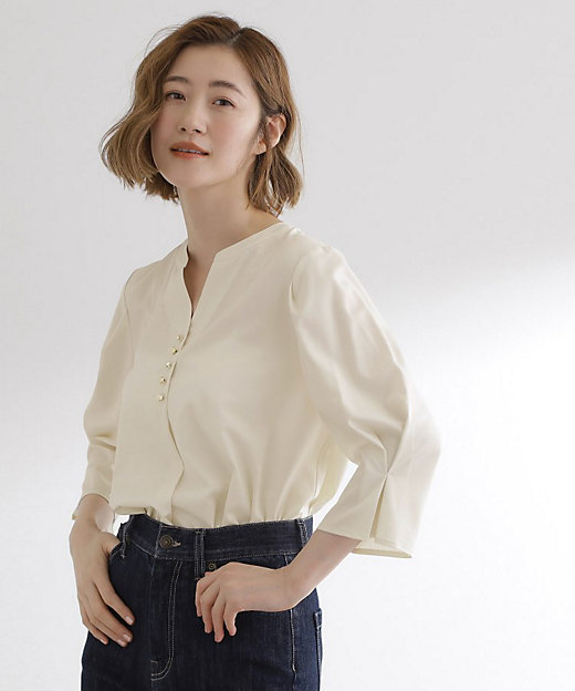 洗える／お仕事】美しさが続く袖タックブラウス（2002540513