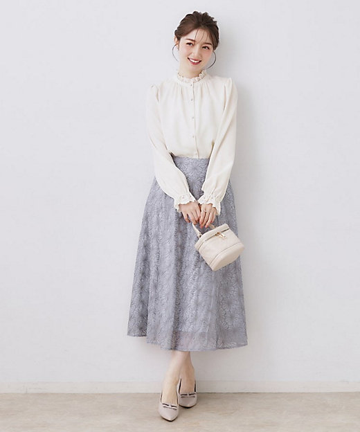 Millefleurs ジョーゼットとレースのブラウスアイボリー2014