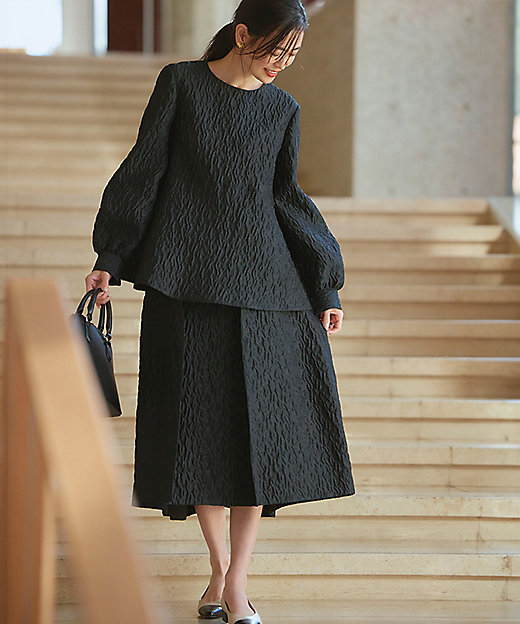 洗える】エクラジャカード ペプラム ブラウス（BLWOCW0012