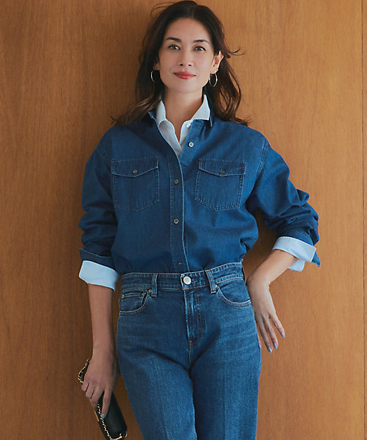 洗える】23区DENIM ライトダンガリー シャツ