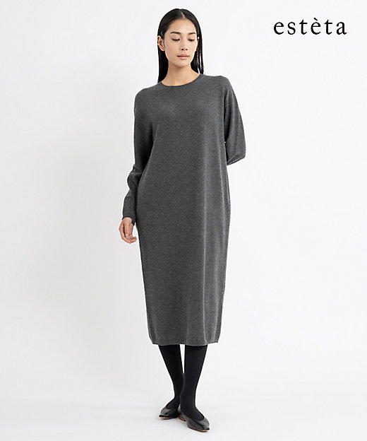 エステータ】マーセライズドウールカシミヤ ニットワンピース