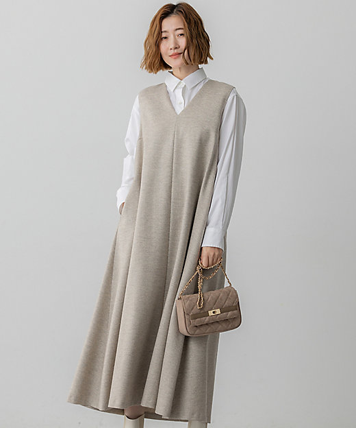 ラメミックスツイード Vネックワンピース（OPWOGW0517