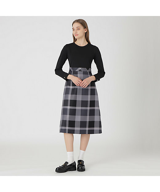 ブルーレーベル クレストブリッジ ニットワンピース ピンクチェック柄