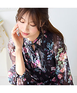 美シルエット】つぼみ刺繍ワンピース（51015501） | Rose