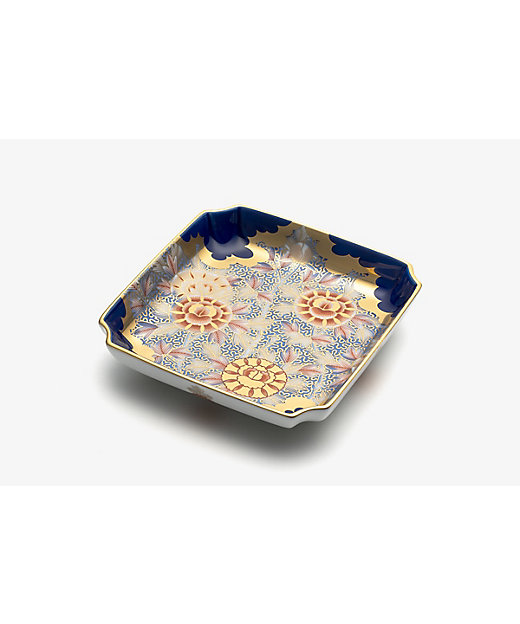牡丹金ミル瑠璃色 角5号飾皿 | 深川製磁/フカガワセイジ | 三越伊勢丹