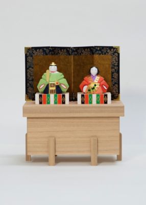 送料無料】奈良一刀彫 鐵山作 内裏雛 中 屏風付（三越） | 鐵山