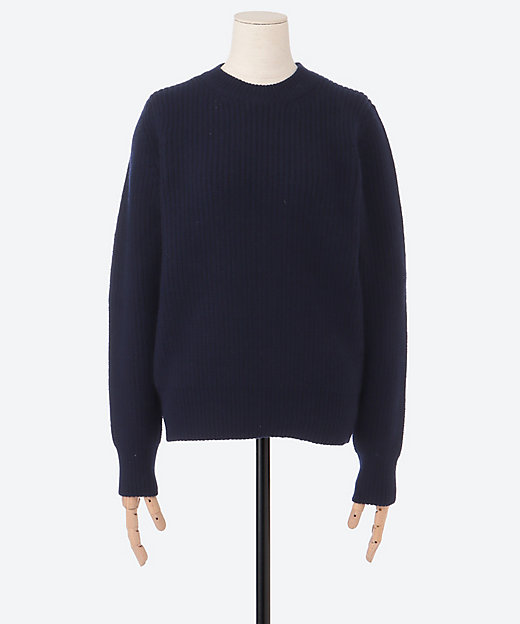 5G片畦編みウール×カシミヤクルーネックセーター | SLOANE (Women