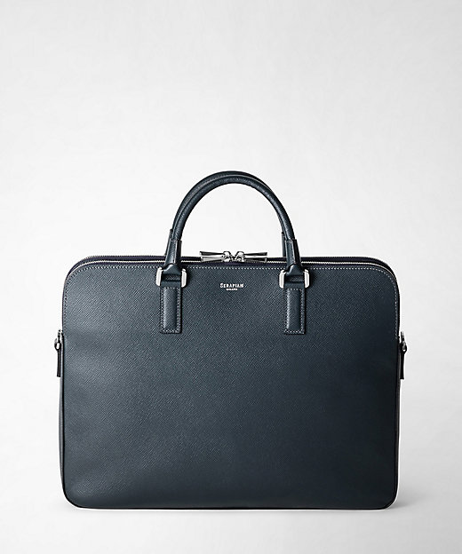 EVOLUZIONEレザー製 ダブルファスナースリムブリーフケース