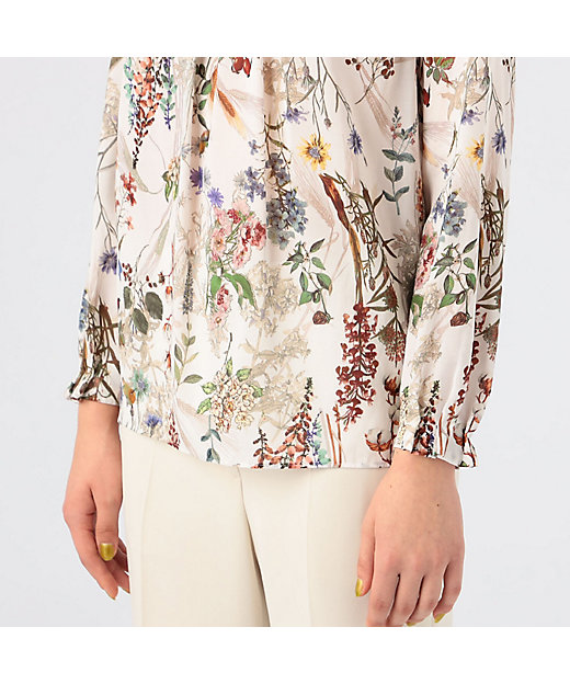 インクリーズフラワープリント ネックタックブラウス | maison