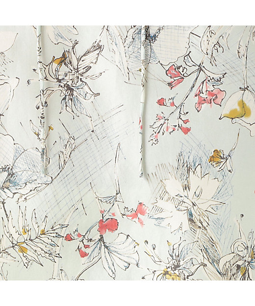 メッシュフラワープリント ショルダータックブラウス | maison