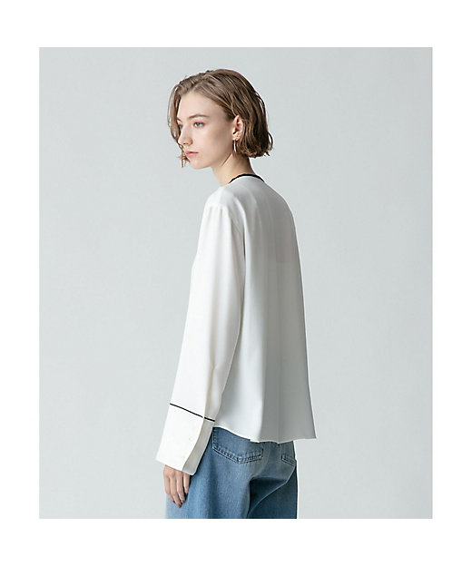 ジョーゼットホソパイピングブラウス | allureville (Women