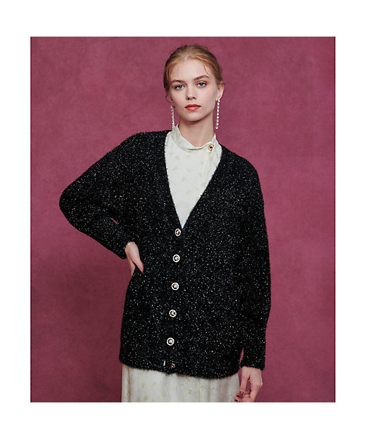 LOULOU WILLOUGHBY】フィルムラメミドルカーディガン