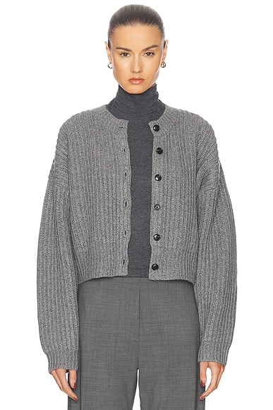 LESET Emma Rib Cardigan in Grey Melange | FWRD