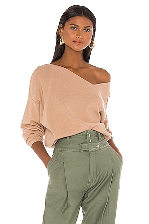 Line & Dot Favorite Off Shoulder Sweater in Taupe | REVOLVE
