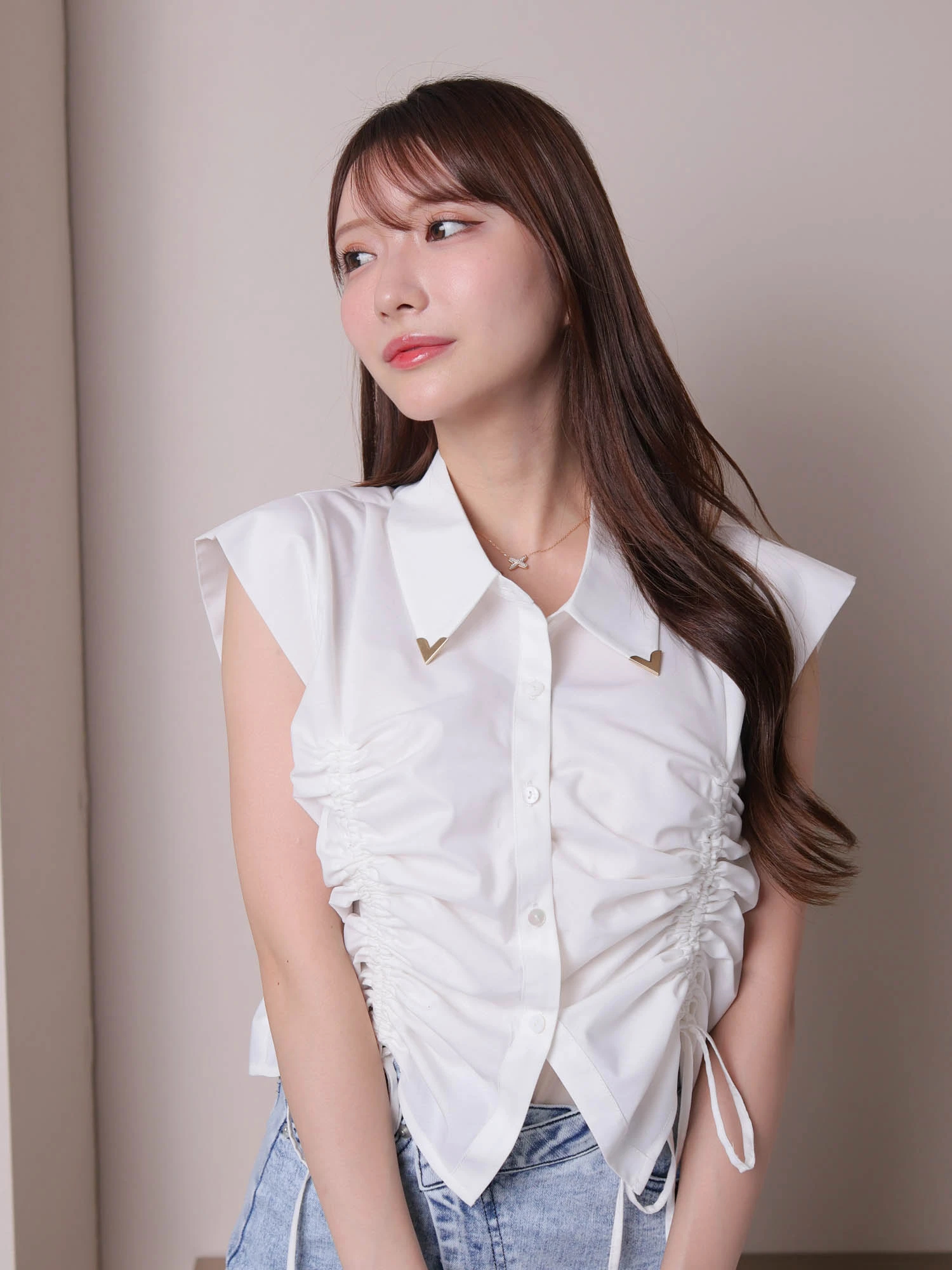 LIP SERVICE（リップサービス）｜ ドロストリボンハーフシャツ