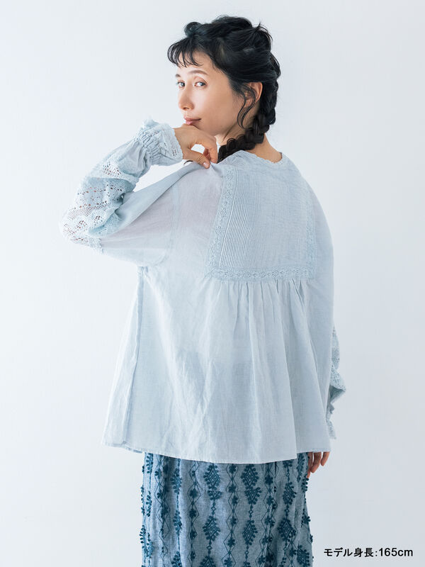 kazumi×Samansa Mos2】袖レース前後着ブラウス（オフホワイト/ブラック