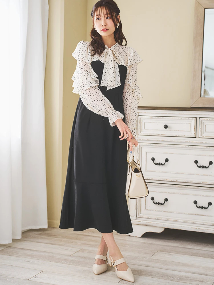 フリルボウタイブラウスドッキングワンピース / LUDIC PARK（ル