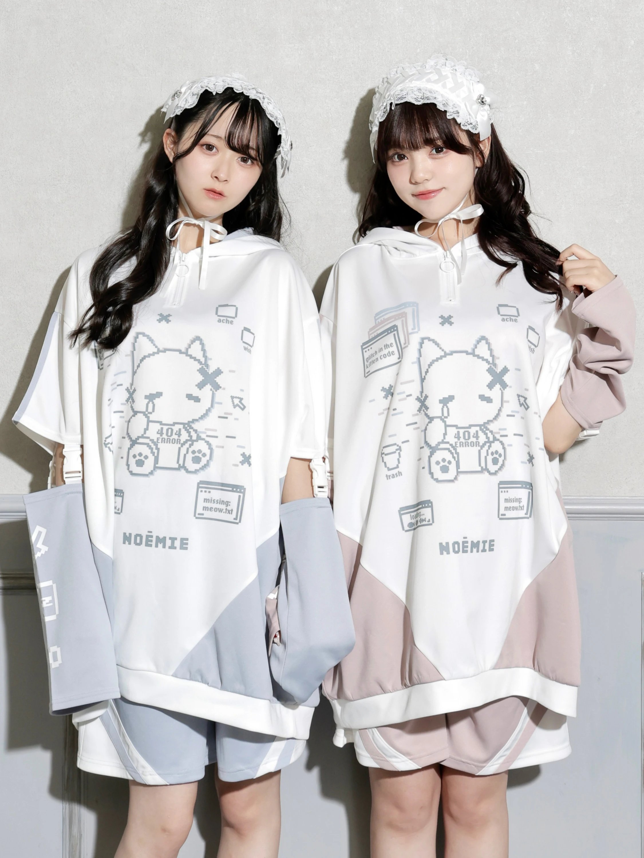 サイバーにゃんにゃんジャージパーカー（パーカー｜ピンク・サックス