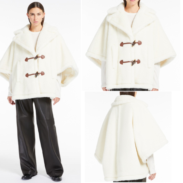 マックスマーラ テディベアケープ ジョージ(George) ポンチョ 白 MaxMara