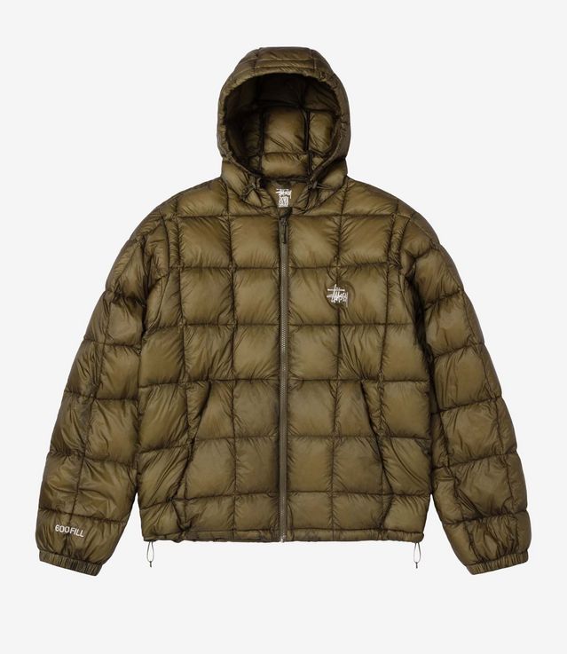 Shop Stussy Midweight Hooded Puffer Olive at itk online store
