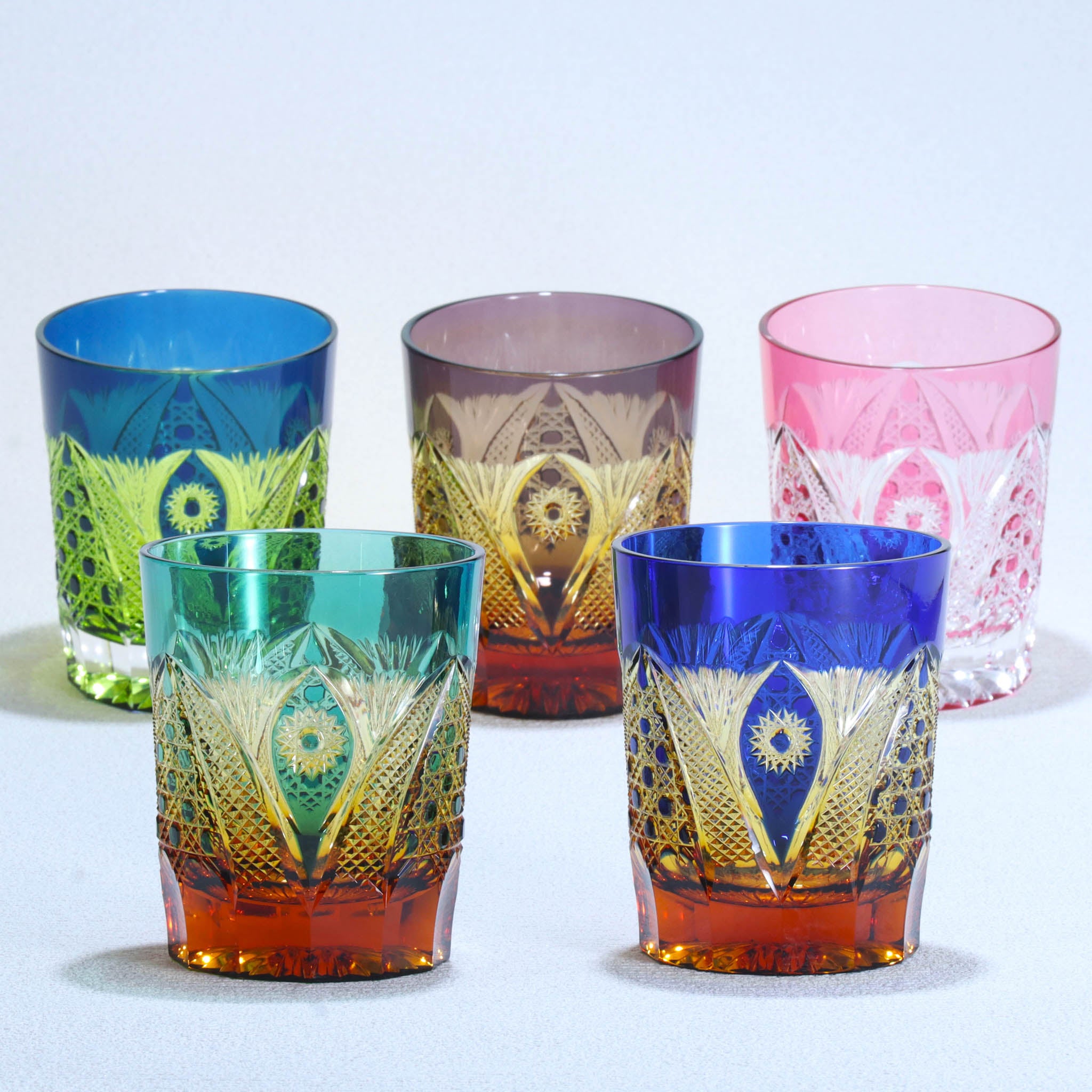 綾ガラス グラス | 綾切子 オールドファッション | 金赤 | グラス