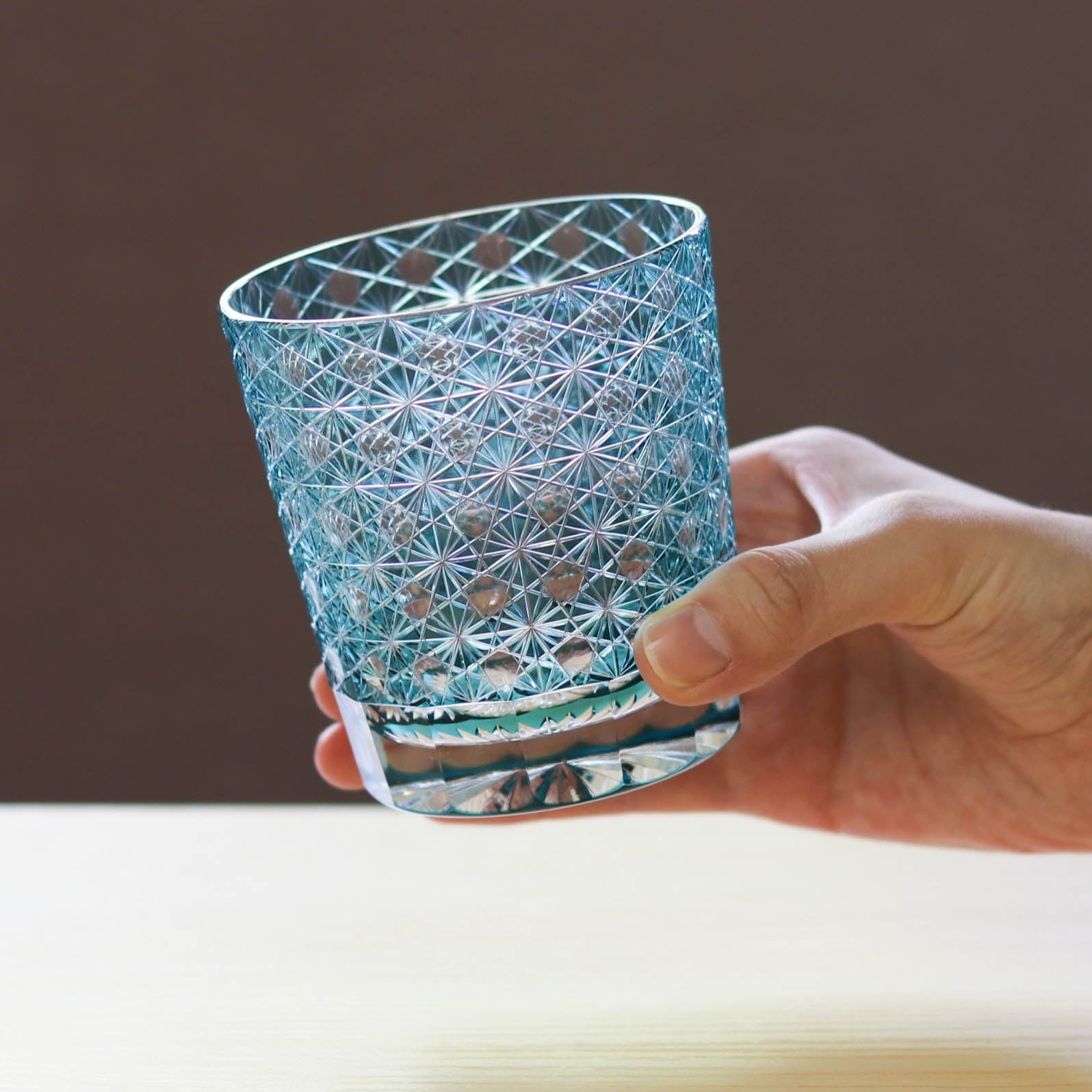 江戸切子 オールドグラス | 縁繋ぎ | エメラルドグリーン | 山田硝子