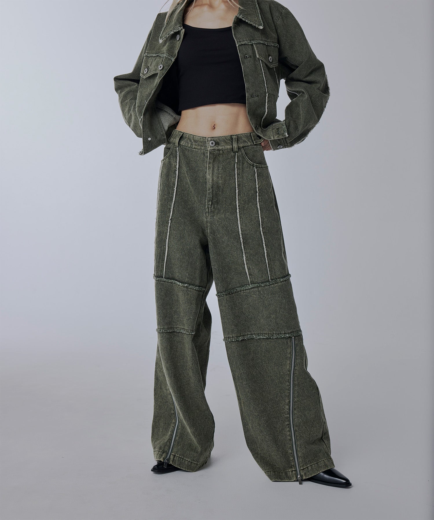 Zipped-Slit Baggy Denim – Jent Louis