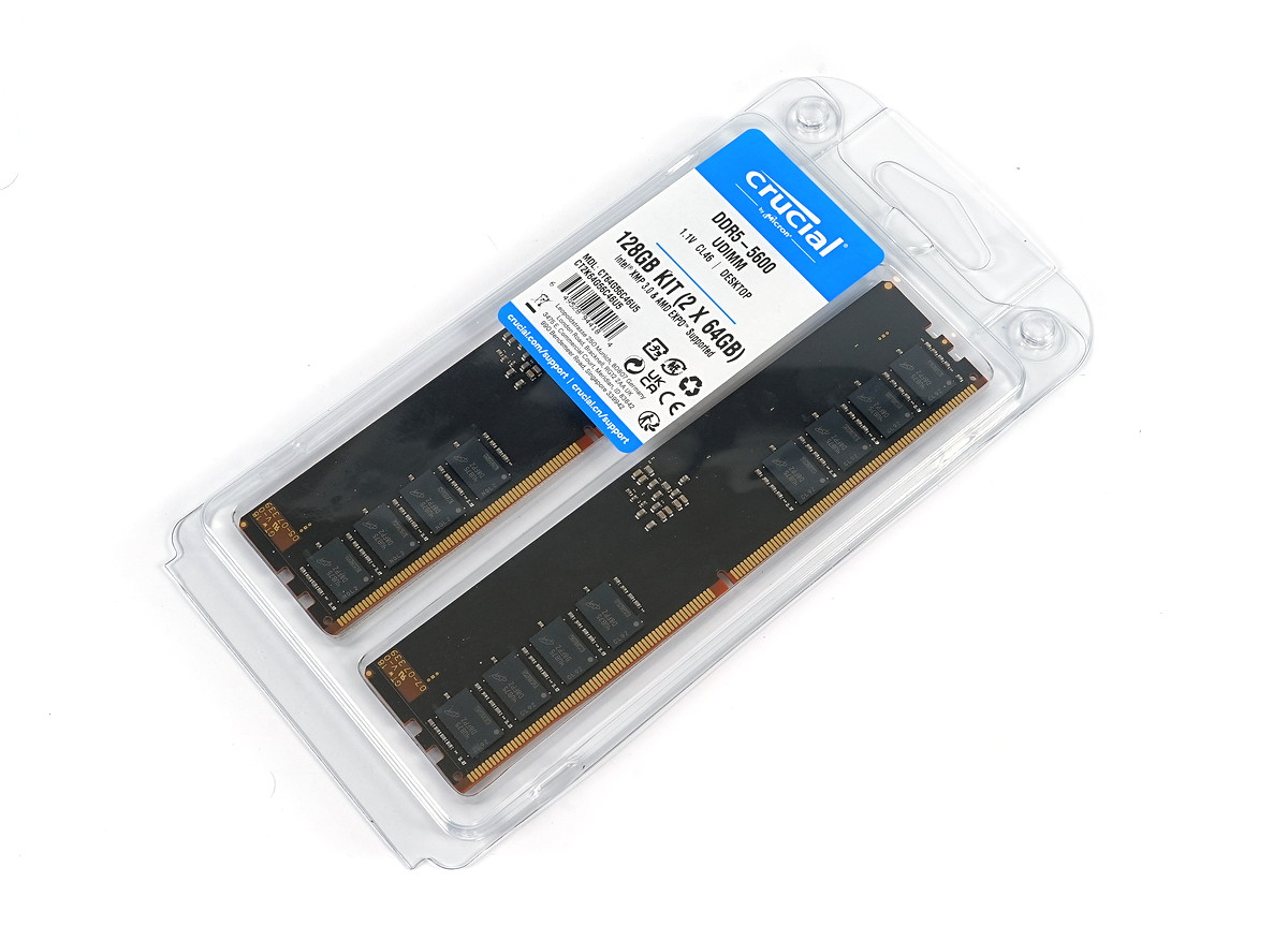 1枚64GBのCrucial製DDR5メモリをレビュー。4枚で256GB容量が可能に