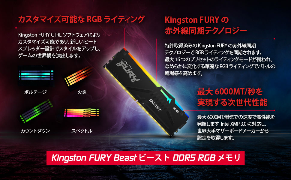 Kingston FURY Beast DDR5 RGB 6000MT/s」をレビュー。6400MT/sの手動