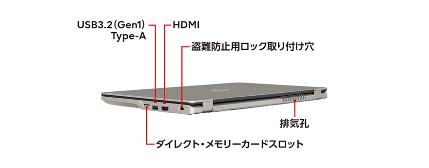 富士通 ノートパソコン（PC） LIFEBOOK U7312/K 各部名称/外観