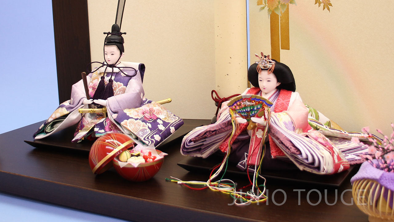 雛人形 平飾り 幅70cm 京十一番 友禅極上刺繍親王 虹に月華｜寿鳳人形