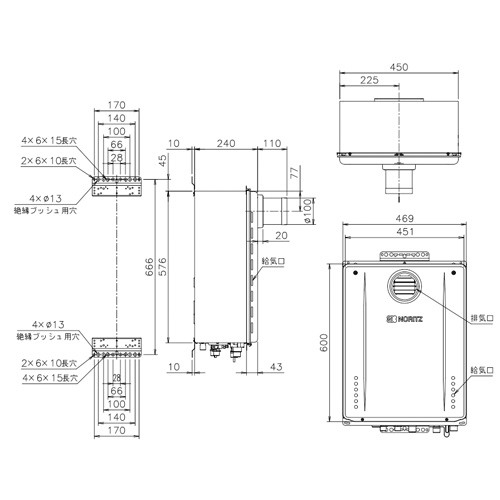 GT-1670SAW-T BL｜ノーリツガスふろ給湯器[本体のみ][PS扉内設置型]