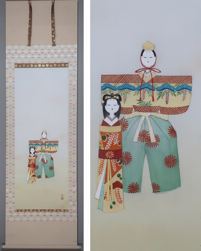 真作/島田武朋/河童観月画賛/カッパ/桐共箱付/布袋屋掛軸HF-525 真作