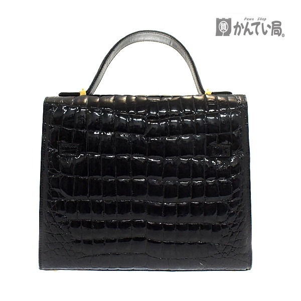 ☆クロコ ハンドバッグ ブラック GENUINE CROCODILE SKIN シンプル