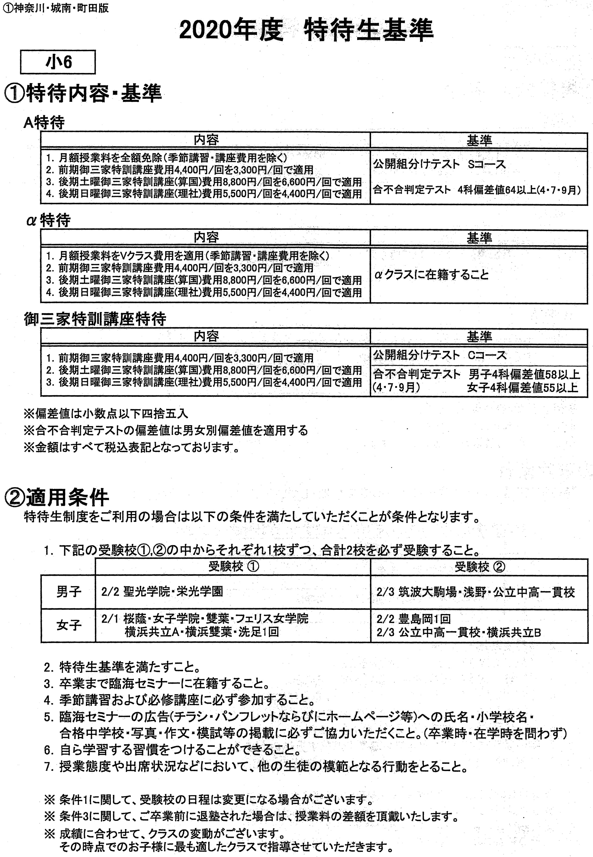 臨海セミナー中学受験特待 合不合偏差値 64 で授業料全免等 | カナガク
