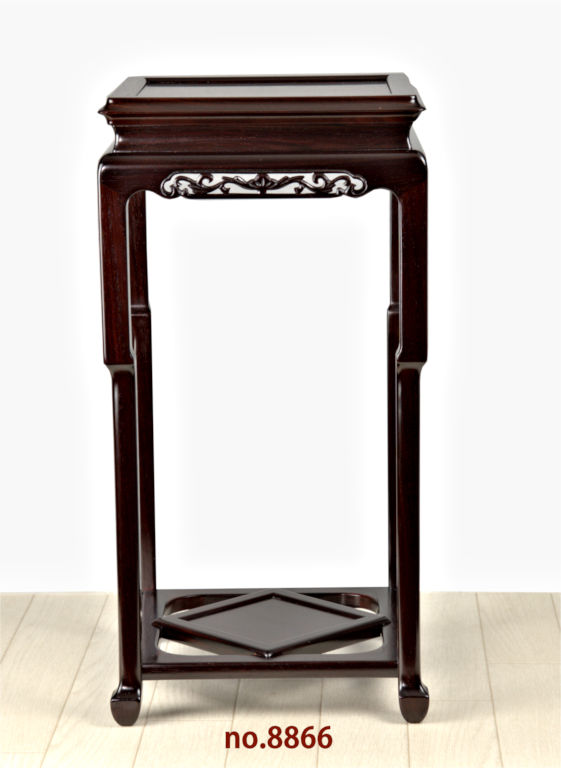 花台: 紫檀 角高卓 盆栽台 漆 高さ47cm 大阪唐木指物 no.8866 / 唐木