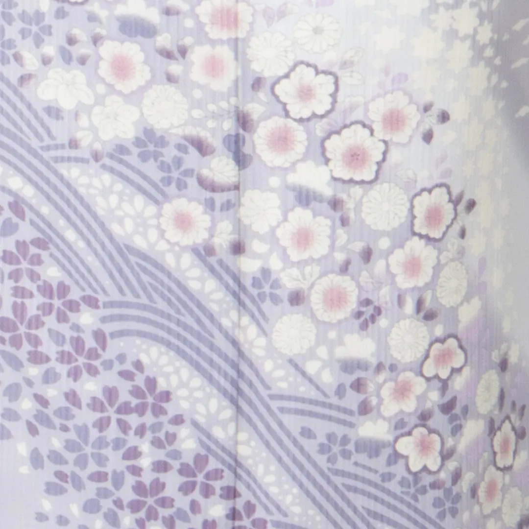 藤色に桜の付下訪問着(袷)（ポリエステル） | 宅配着物レンタルの京都