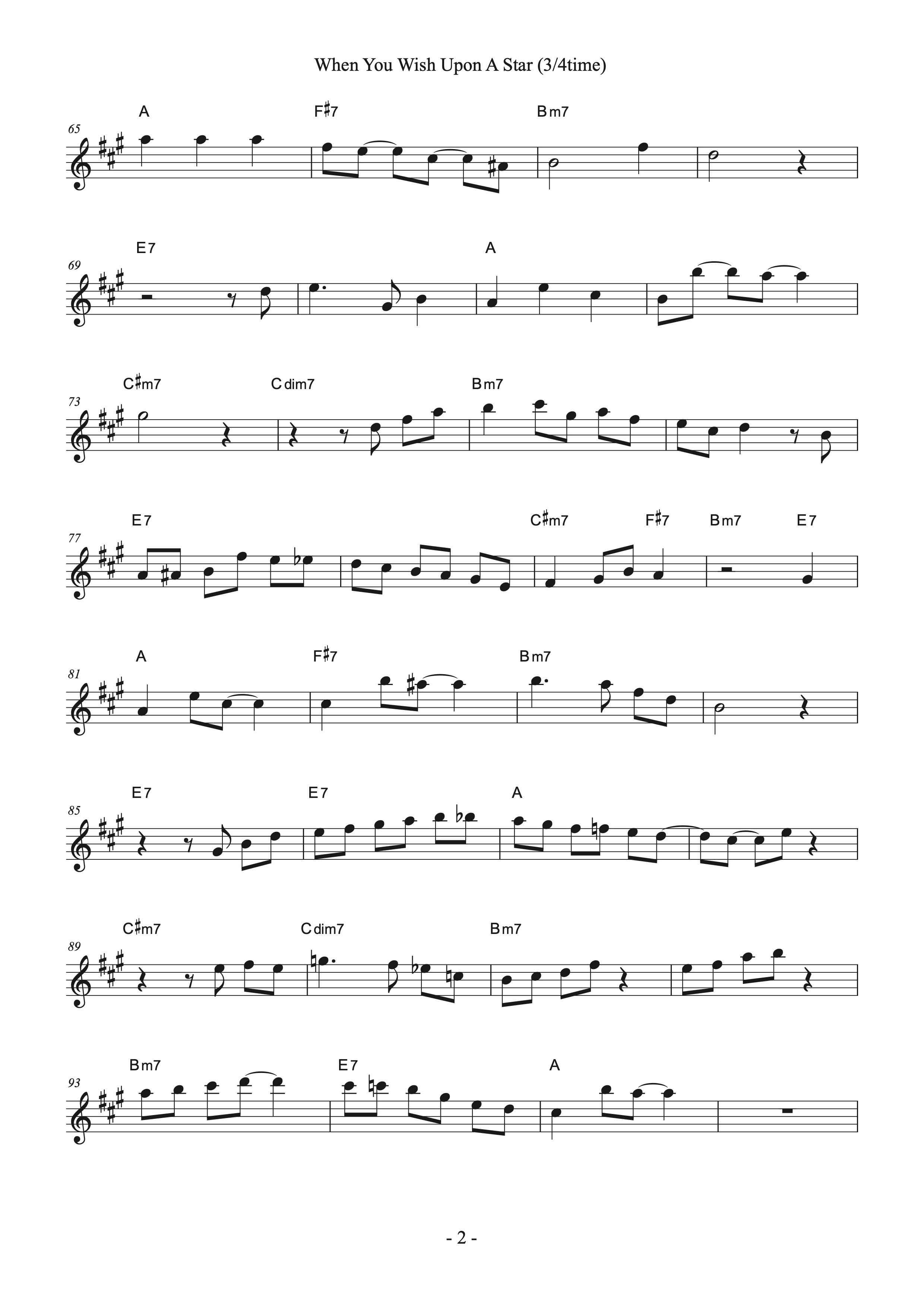 When You Wish Upon A Star（3/4 time）」でのソロ例 | Katsu's SAXWORLD