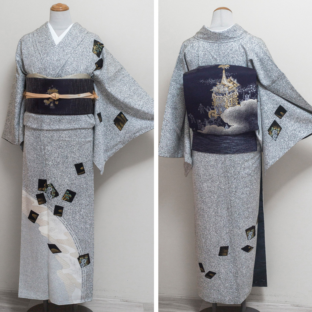 付下げ】たたき染め・正絹・残布付き・未使用しつけ付き・袷・裄64.5