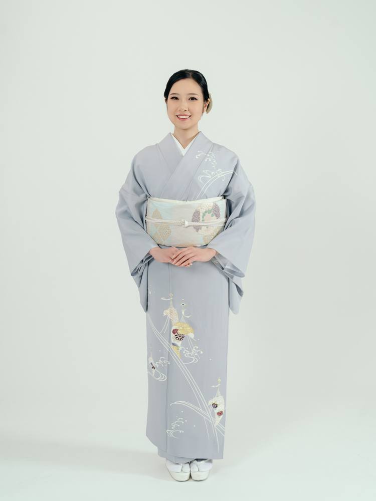 高級訪問着レンタル】e-26 紫の単衣 MLサイズ 網干文｜KIMONO-PRO