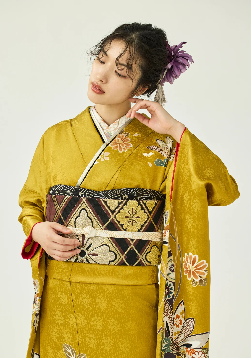 振袖／ハレスミ横菊／からし | 振袖レンタル·購入や成人式の着付けは