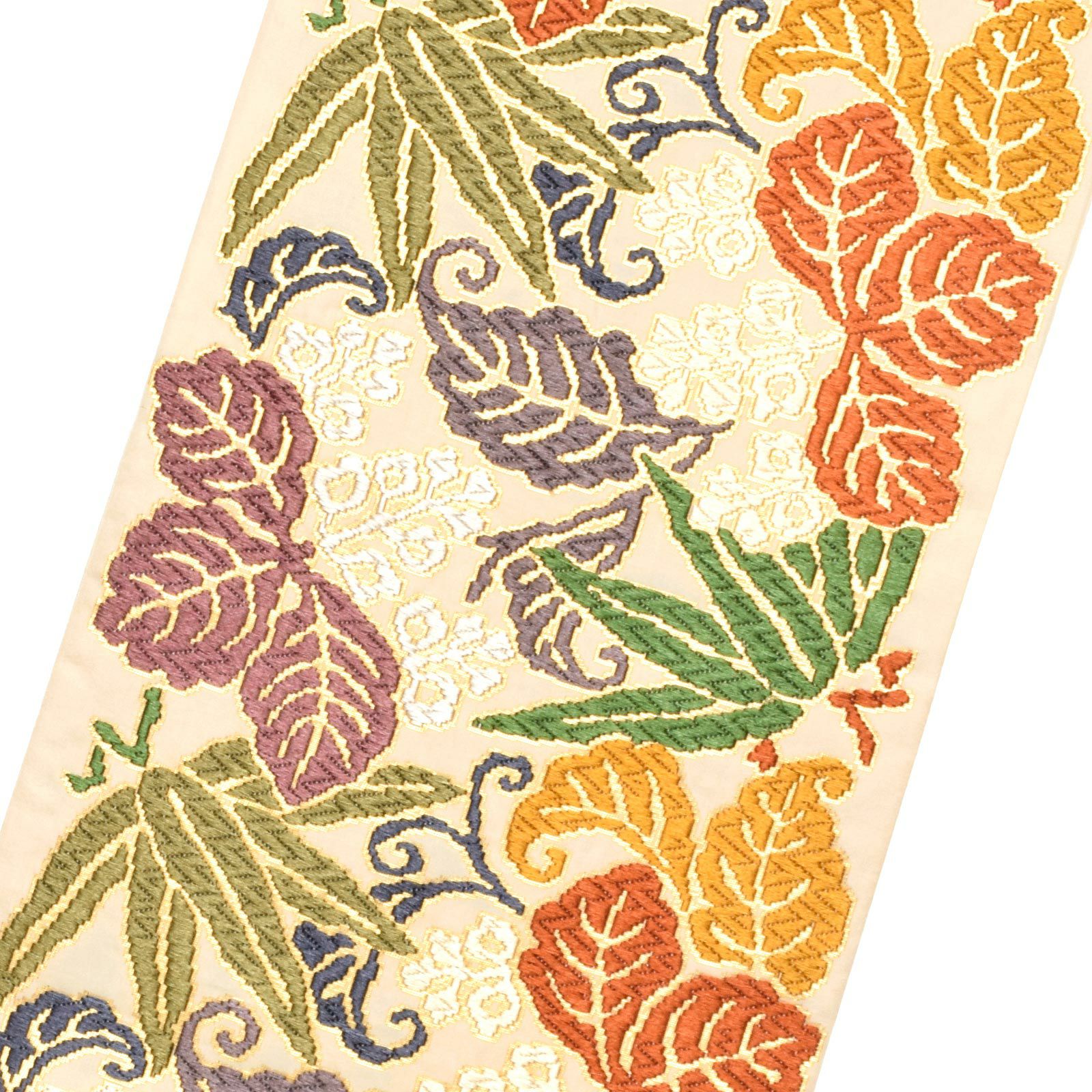 Prices down2】唐織袋帯 「生成り色地 桐竹文」 錦工芸謹製 六通柄