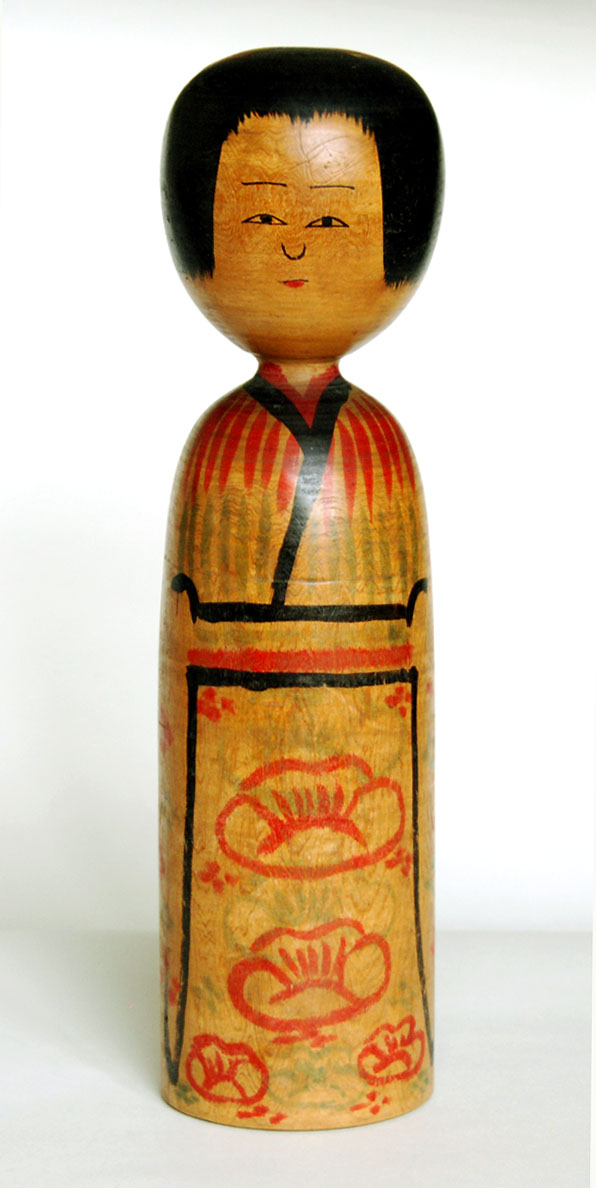 ⭕️伝統こけし 木地山こけし ⭕️超レア ⭕️自作赤色菊花ロクロ線