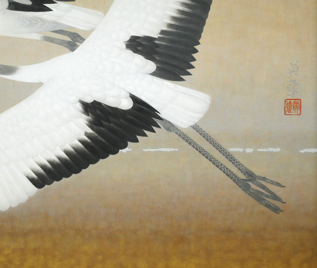 岩橋英遠「双鶴」日本画・10号大 絵画買取・販売の小竹美術