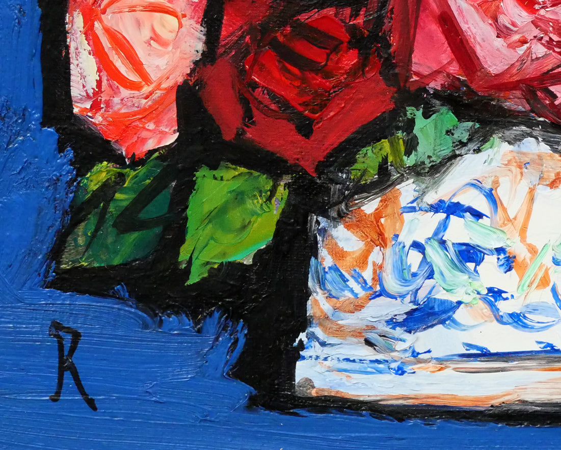 中川力「ばら」油絵・F0号 絵画買取・販売の小竹美術