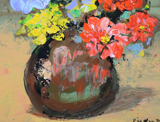 福沢一郎「花」油絵・6号 絵画買取・販売の小竹美術