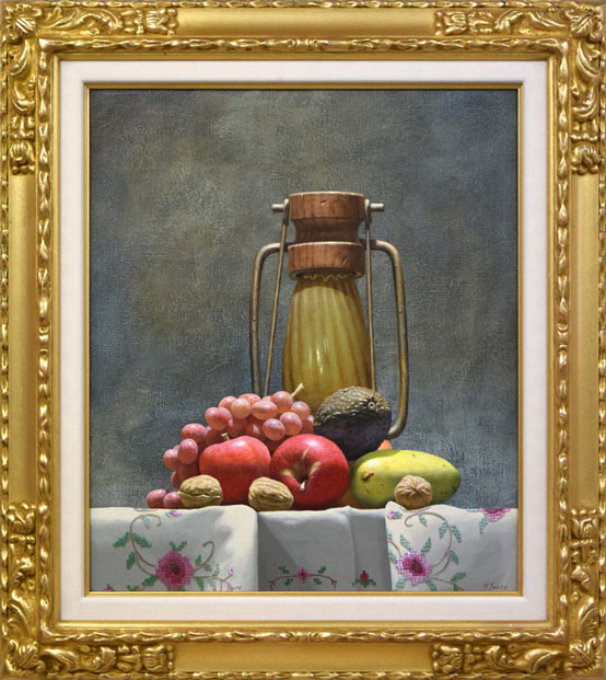 真作 油絵 絵画 花 三浦義幸 静物の構図 油彩12号 真作 油絵 絵画 花