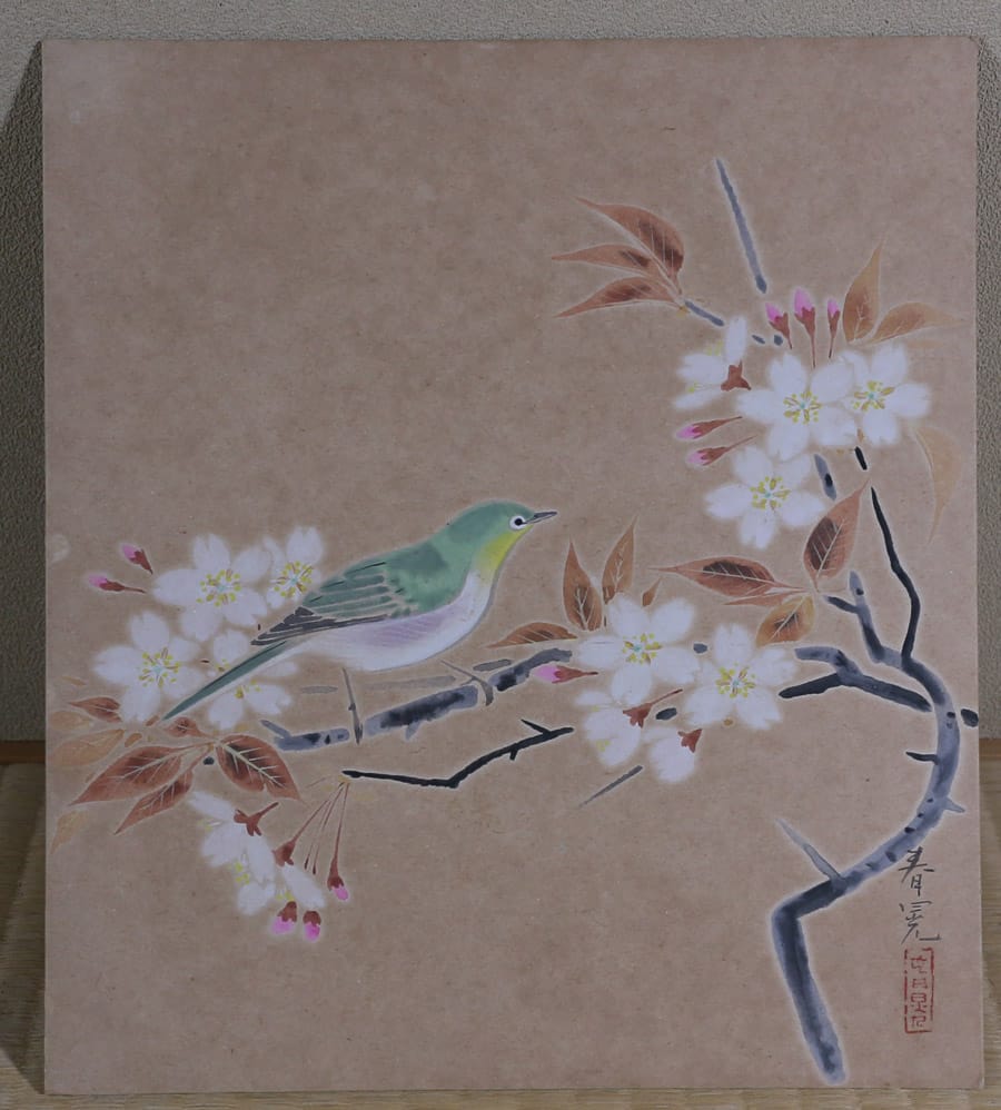 桜花小禽（色紙）｜新・古美術 高美堂（こうびどう）｜掛軸販売・通販