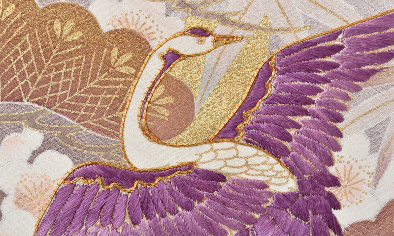 訪問着［鶴と金彩と刺繍］｜着物レンタルあき (来店着付け無料・全国